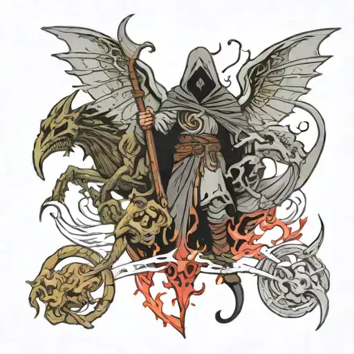 nazgul, annatar, balrog, witchking of angmar tattoo design idea