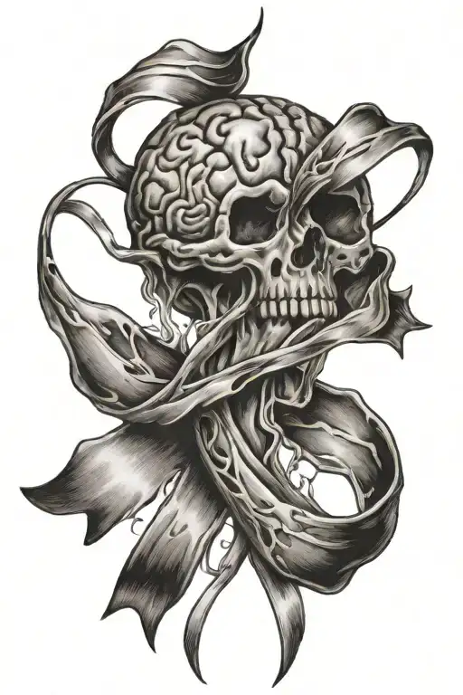 brain cancer ribbon tattoo design idea