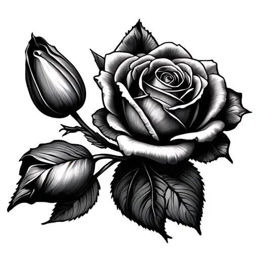 tulip and rose intertwined tattoo design idea