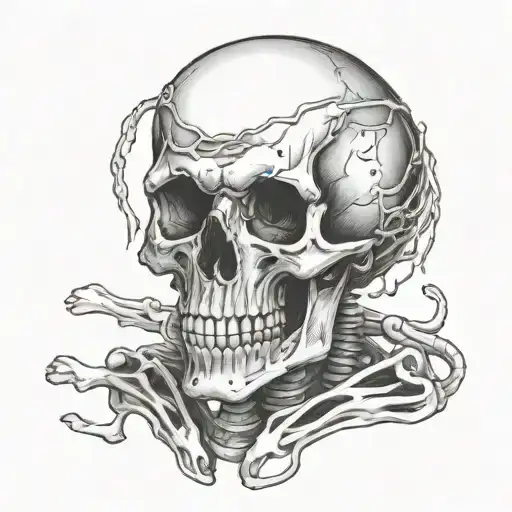 sad skeleton tattoo design idea