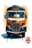 vintage bus tattoo design idea