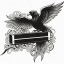 A harmonica merging with a phoenix, symbolizing the transformation and rebirth of music and knowledge tattoo design idea