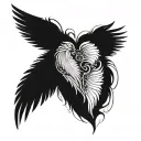 wings and heart made tattoo design idea