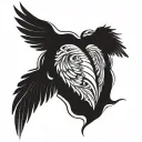 wings and heart made tattoo design idea