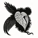 wings and heart made tattoo design idea