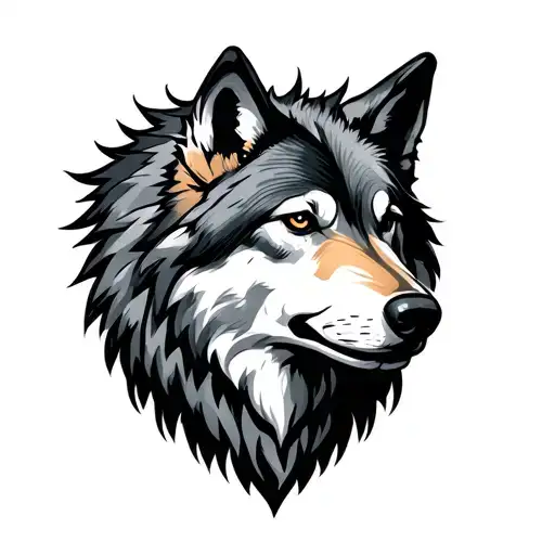 cross with wolf head tattoo design idea