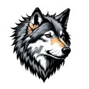cross with wolf head tattoo design idea