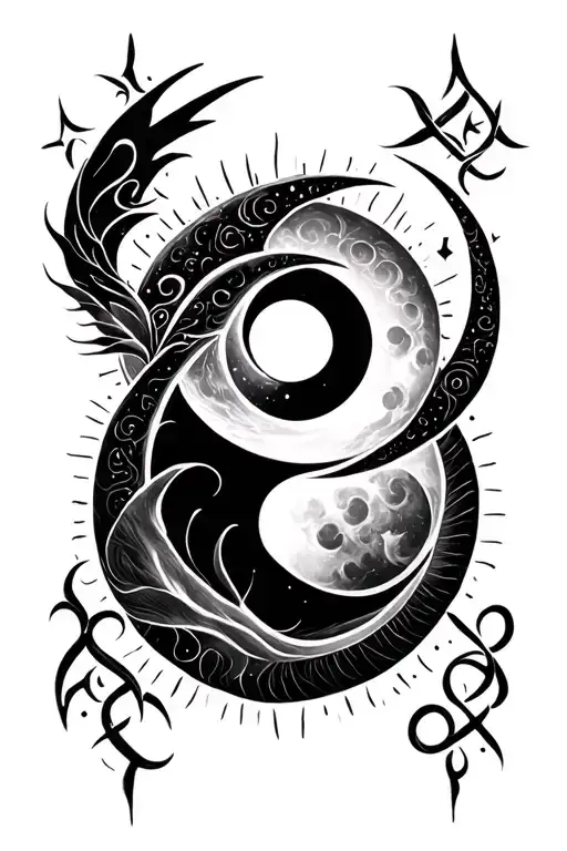 Trishul + Mor Pankh + Moon + Sun + Infinity combined for men tattoo design idea