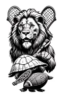 Mount Rainer background Lion, Turtle, Einstein, a martial arts blackbelt with a heart knot, lacrosse stick, and football tattoo design idea