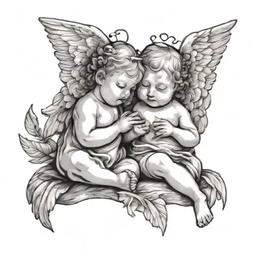 2 Baby Angels tattoo design idea