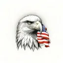 american flag background; eagle holding bombs foreground tattoo design idea