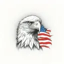 american flag background; eagle holding bombs foreground tattoo design idea