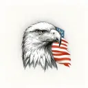 american flag background; eagle holding bombs foreground tattoo design idea