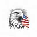 american flag background; eagle holding bombs foreground tattoo design idea