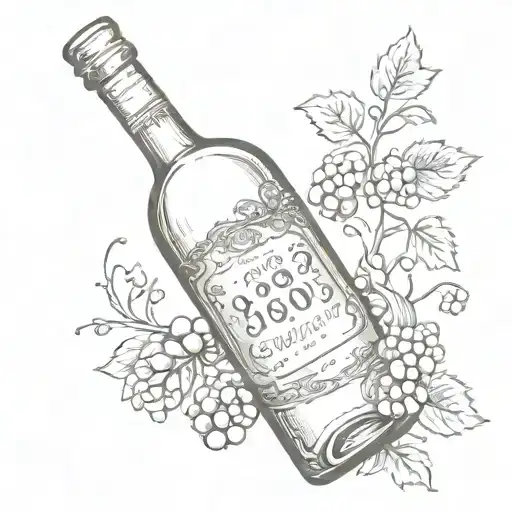 bottle of wine with 1982 on the front   tattoo design idea