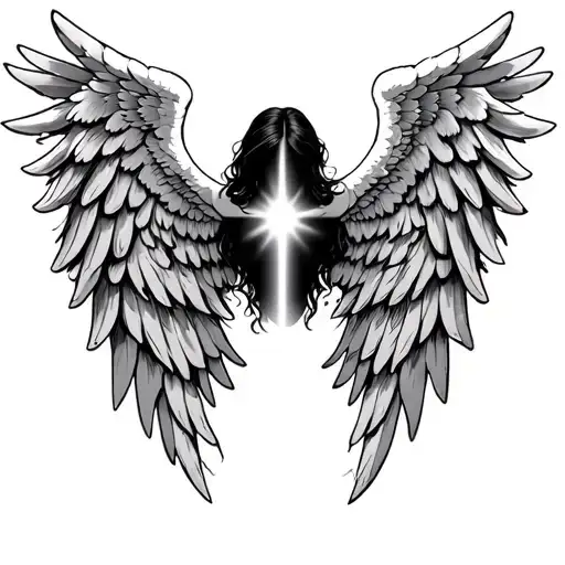 CHOSEN 1 Angel wings spread bright sunrise tattoo design idea