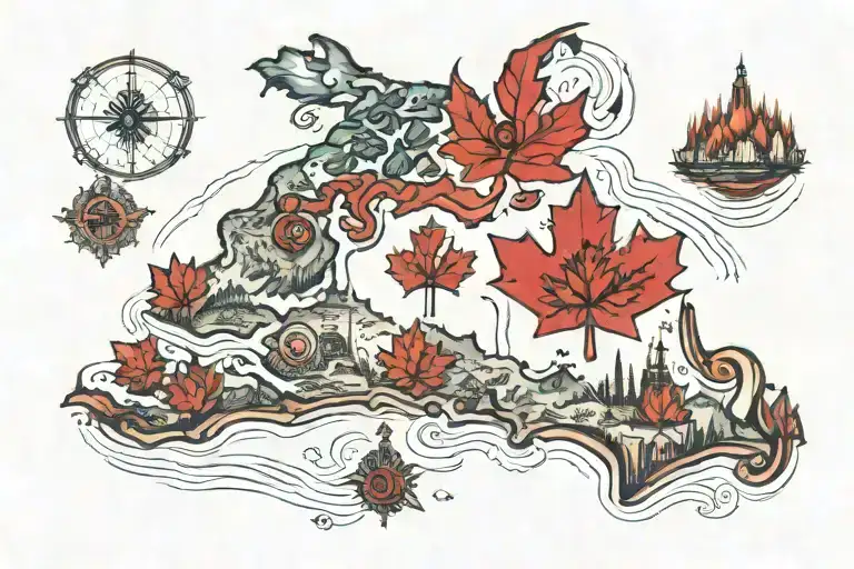 Canada map tattoo design idea
