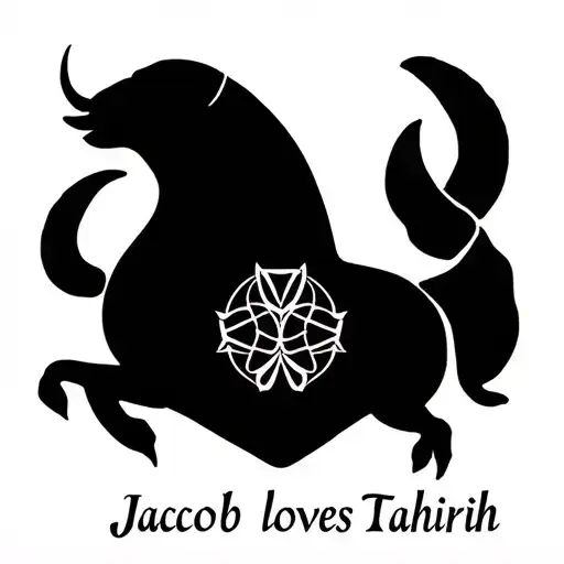 "Jacob loves Tahirih " libra and aries zodiac sign tattoo design idea