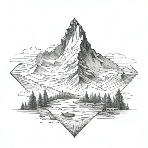 matterhorn scene tattoo design idea