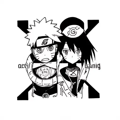 naruto one piece and bleach characters tattoo design idea