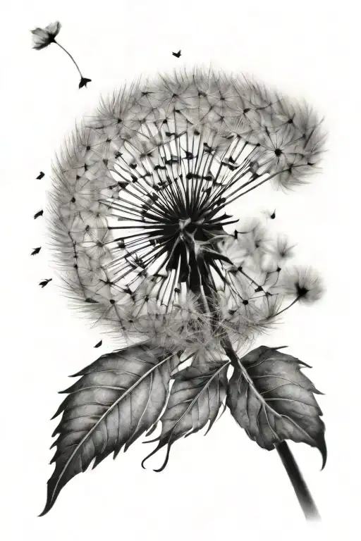 dandelion blowing tattoo design idea