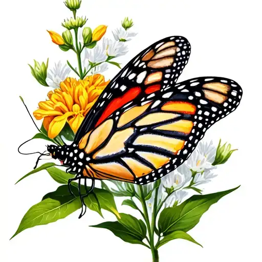 monarchs and milkweed  tattoo design idea