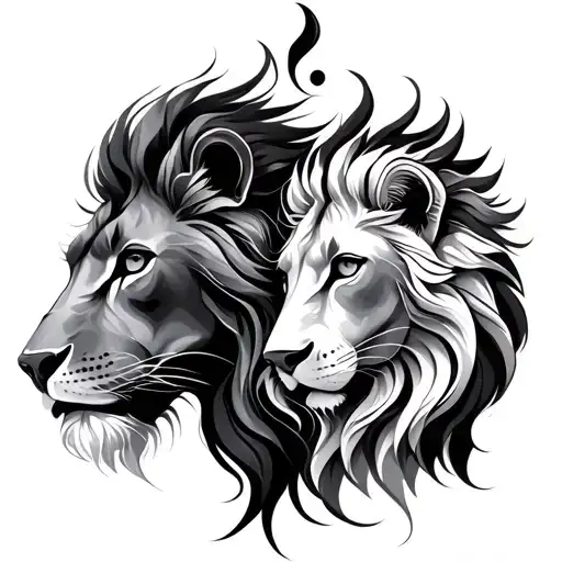 Leo and virgo zodiac sign intertwined tattoo design idea