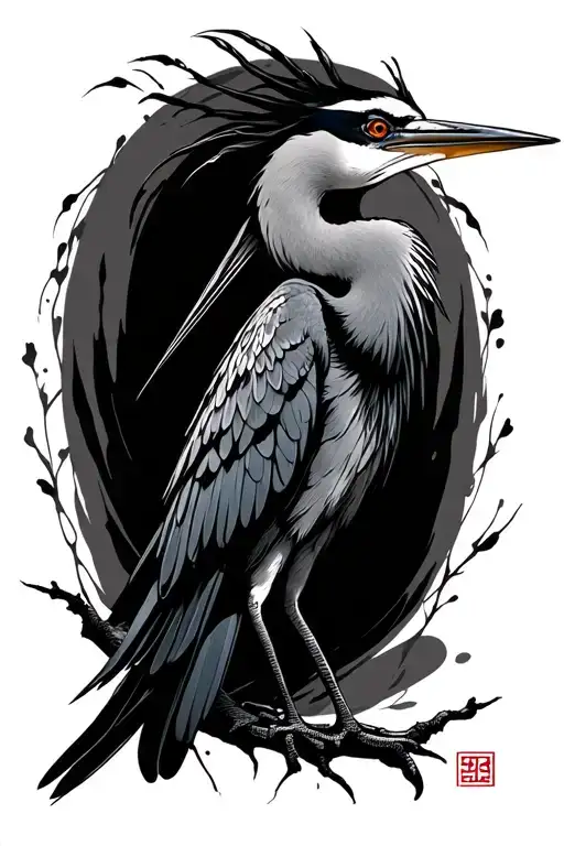 Japanese Heron tattoo design idea