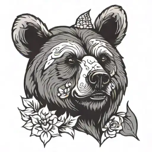 American Traditional Bear head tattoo design idea