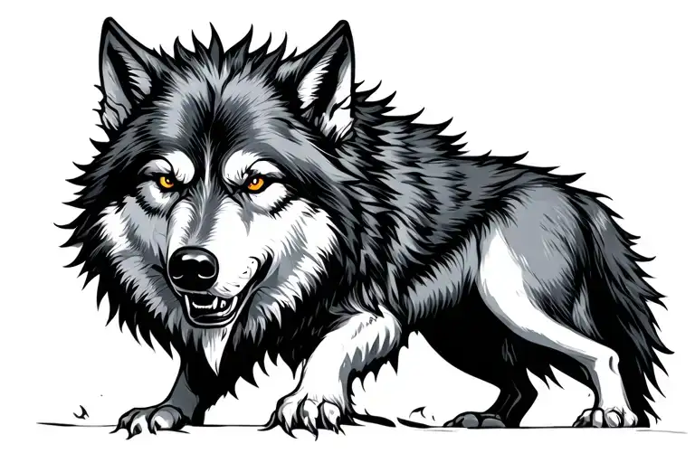 evil wolf tattoo design idea