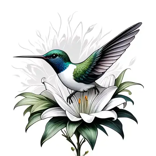 Hummingbird With Lily tattoo design idea