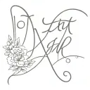 text crystal kay T" in cursive tattoo design idea