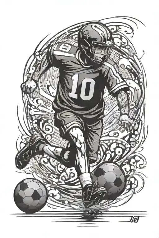 A kid playing football with number 19 incorporated tattoo design idea