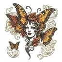 Comma Butterfly and Medusa head tattoo design idea