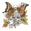 Comma Butterfly and Medusa head tattoo design idea