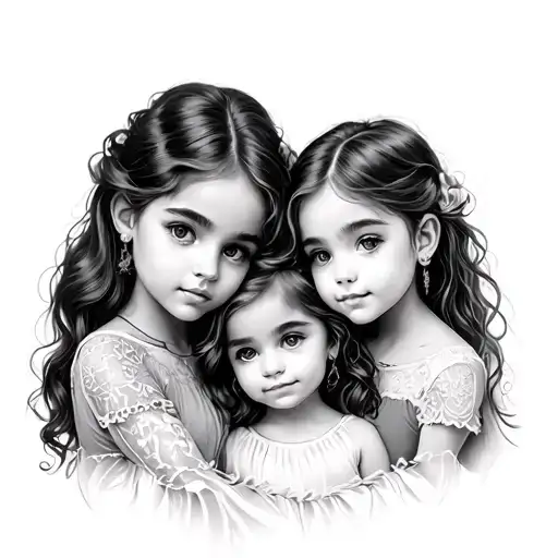 Mother And 2 Daughters tattoo design idea