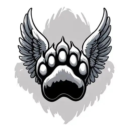 Dog Paw With Angel Wings tattoo design idea