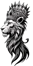aztec  lion crown tattoo design idea