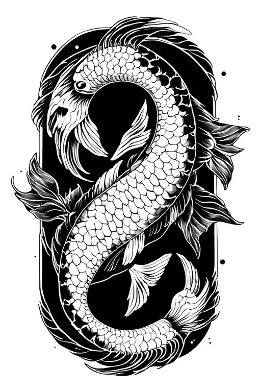Pisces and libra zodiac sign intertwined tattoo design idea