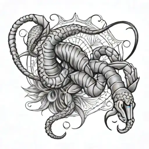 scorpio, feminine, tomboy, strength, growth intertwined tattoo design idea