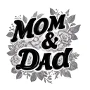 "Mom & Dad " parents memorial tattoo design idea