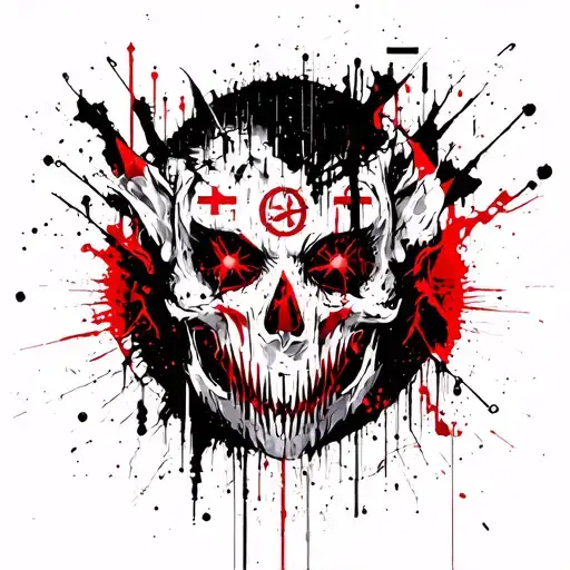 cyber sigilism use a bunch of demonic symbols and hieroglyphs tattoo design idea