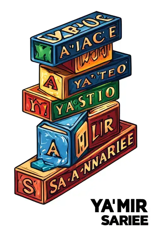 abc blocks with my kids name who passed away incorporated, the names are Ya'Mir and Sa'Nariee tattoo design idea