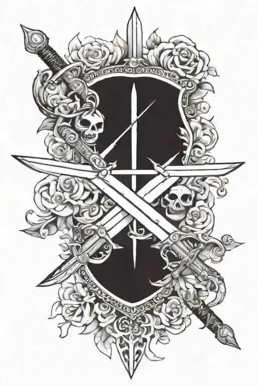twinkle and icingdeath crossed swords tattoo design idea