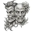 break face gemini tattoo design idea