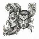 break face gemini tattoo design idea