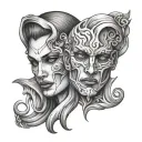 break face gemini tattoo design idea