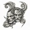 break face gemini tattoo design idea
