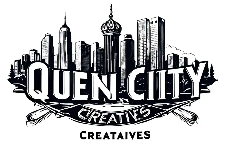 Queen City Creatives logo city skyline tattoo design idea