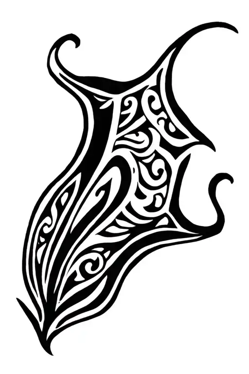 mayan themed manta ray swimming tattoo design idea